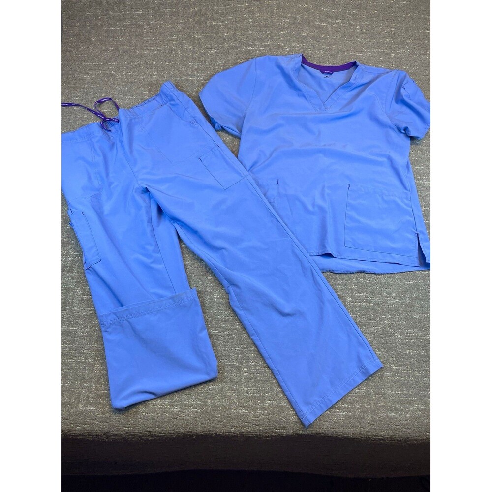 Carhartt Force women’s Blue Scrub Set XL Top Pants Ripstop CS2110 nurse hospital